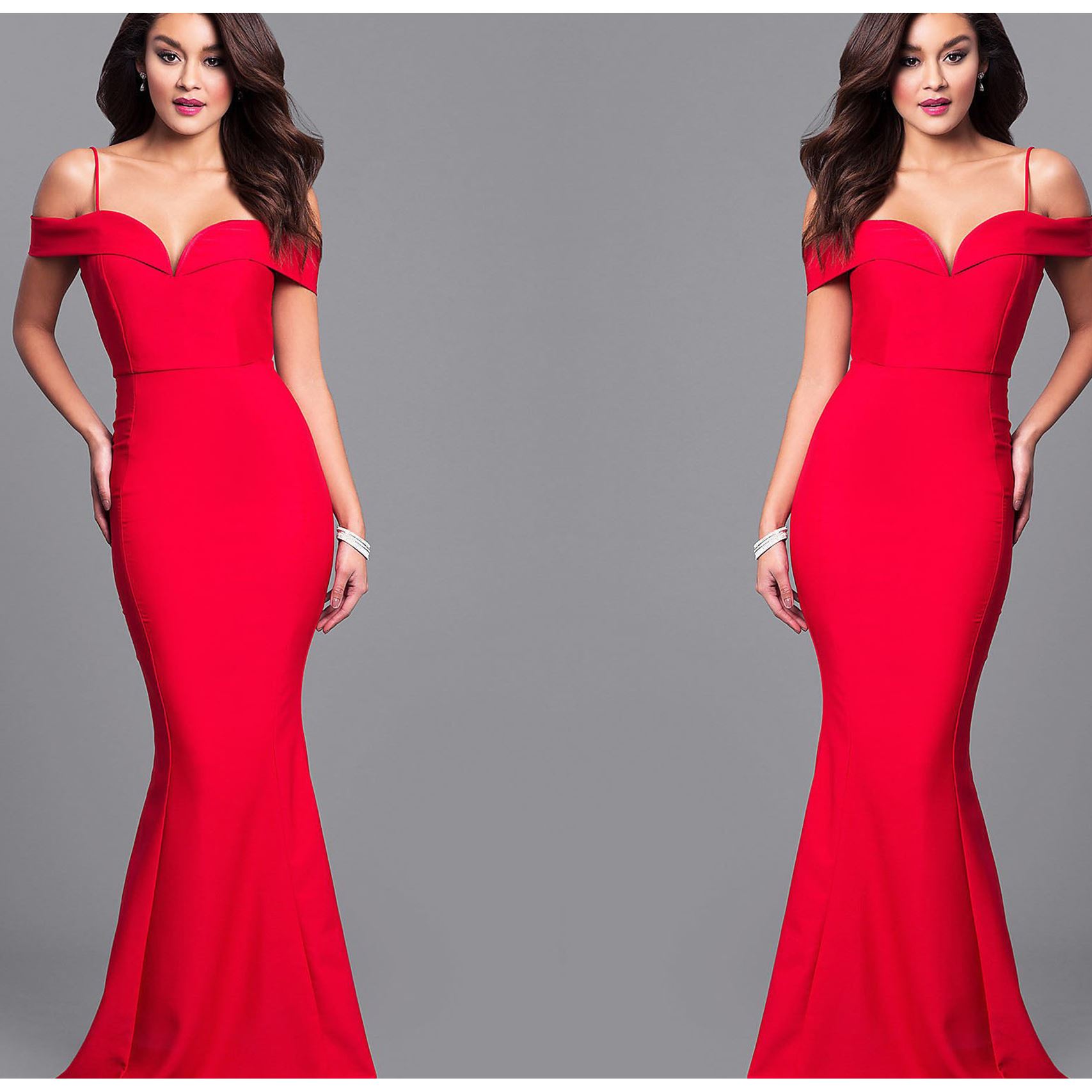 ロングワンピース キャミ オフショルダー細紐マーメイドロングキャミワンピース