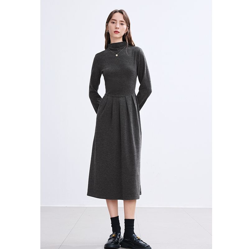 ワンピース タートルネック すっきり美シルエット タートルワンピース