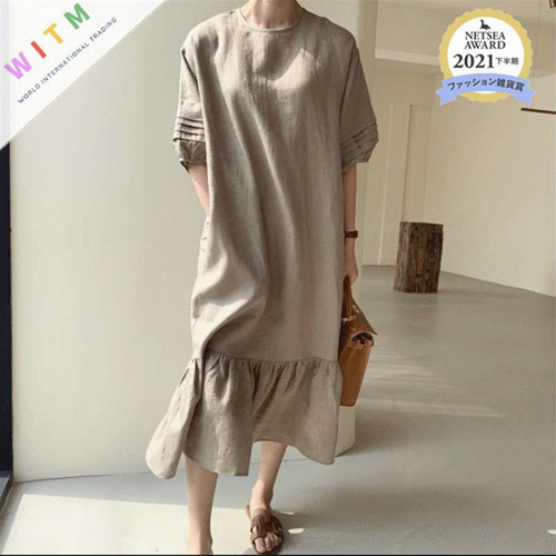 春夏新作 ロングワンピース シャツ風 体型カバー 大人可愛い上品