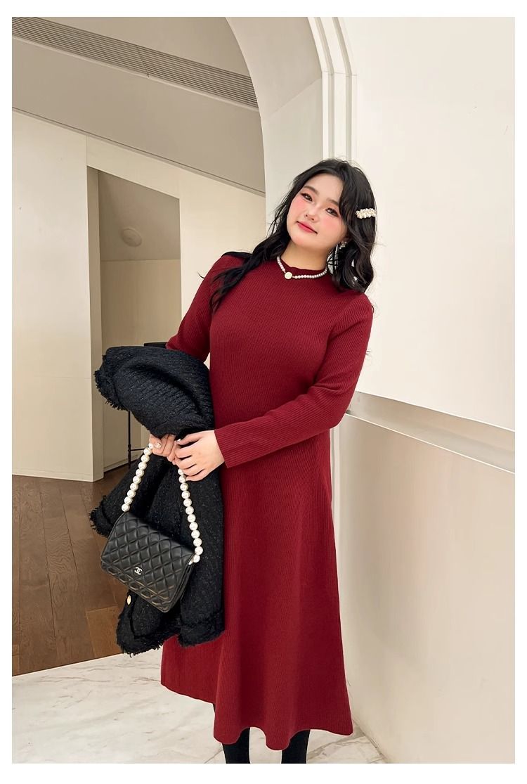 ロングワンピース ニット あったか上品ふんわりニットワンピース