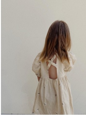 キッズ女の子用ロングワンピース 刺繍入り半袖 73-100センチ