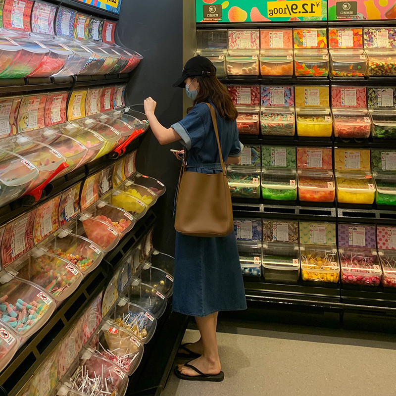 ロングワンピース デニム 半袖襟付きベルト付きミディ丈シャツワンピース