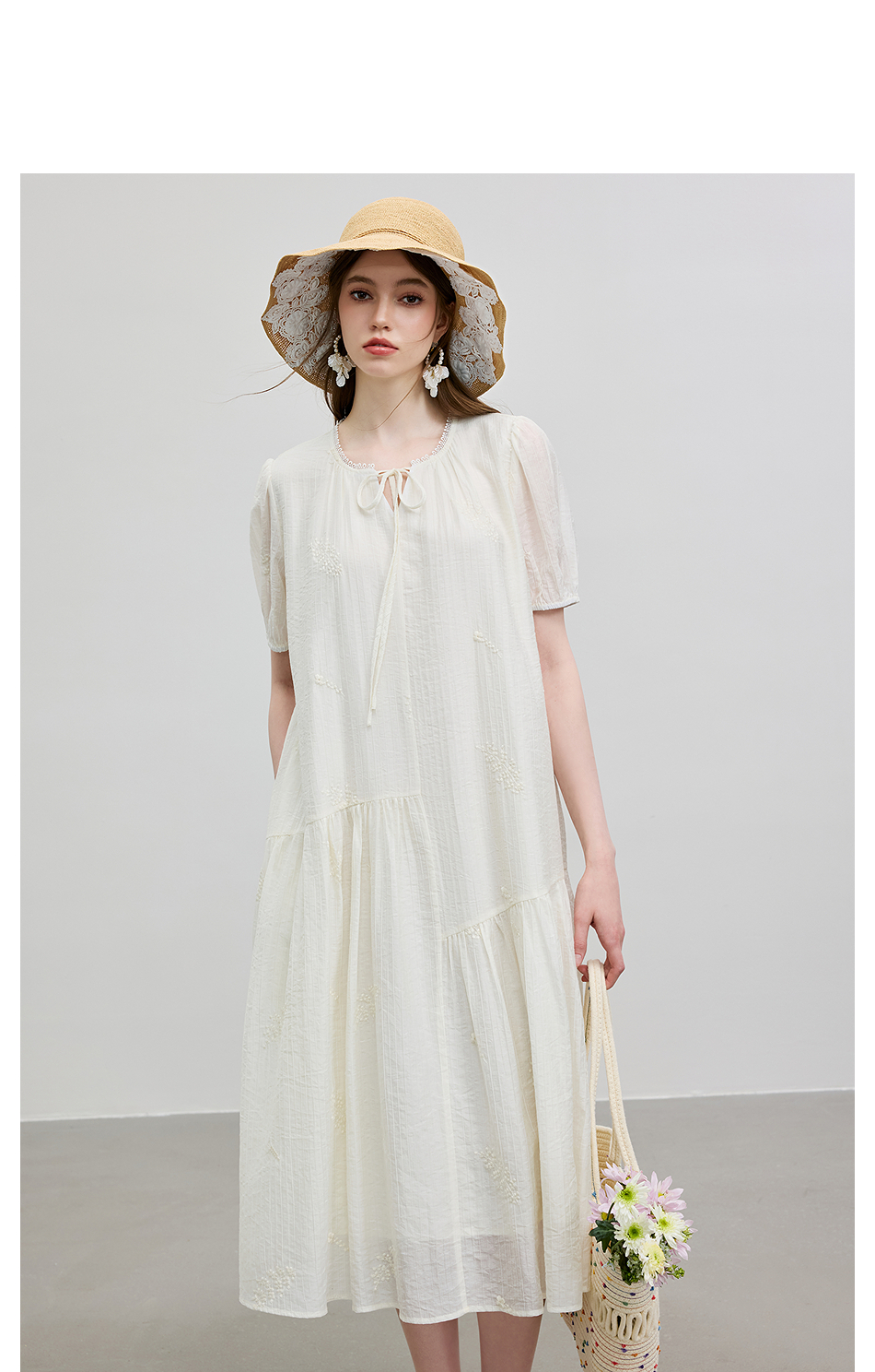 ロングワンピース レース 優美花刺繍レースロングワンピース