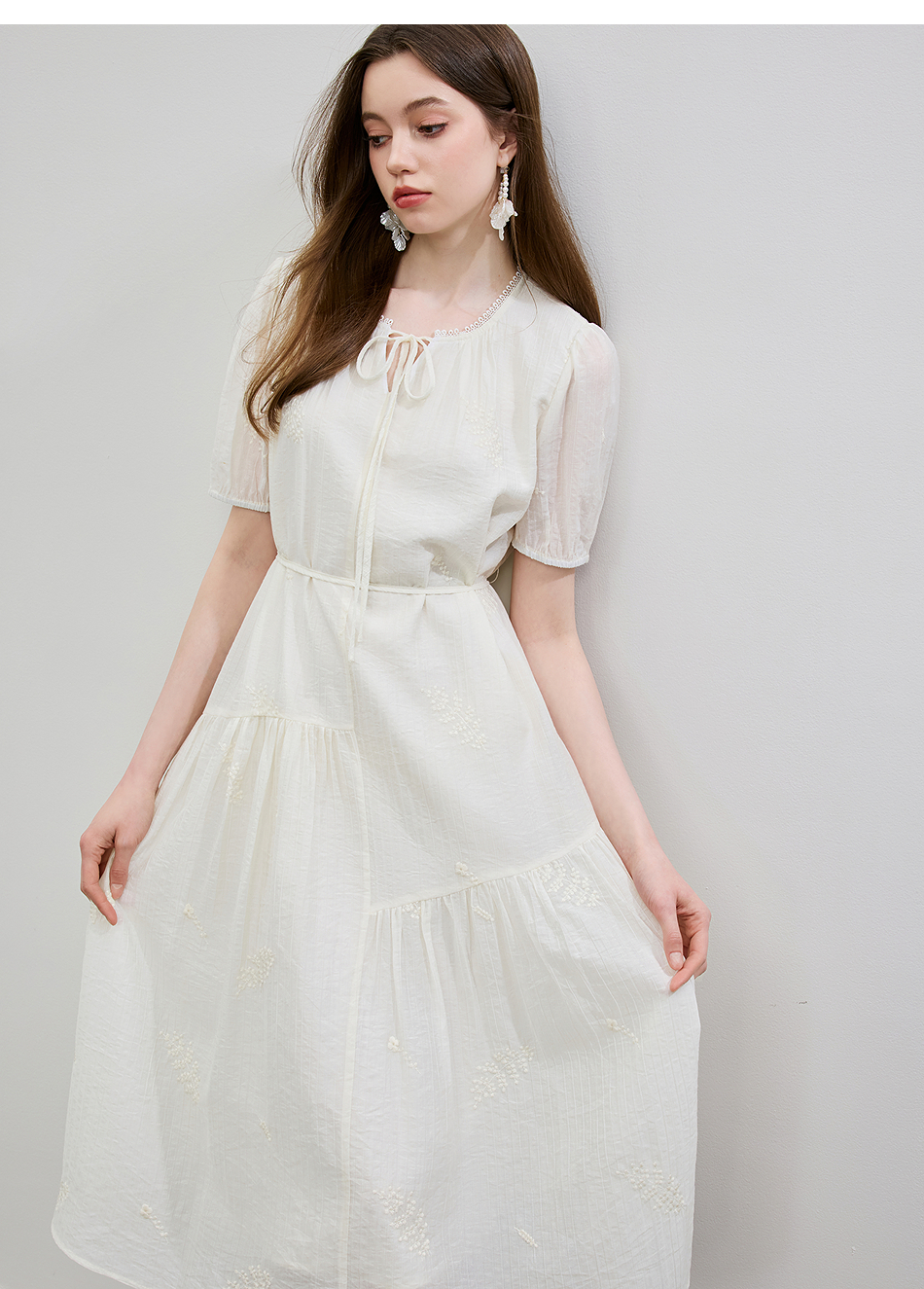 ロングワンピース レース 優美花刺繍レースロングワンピース