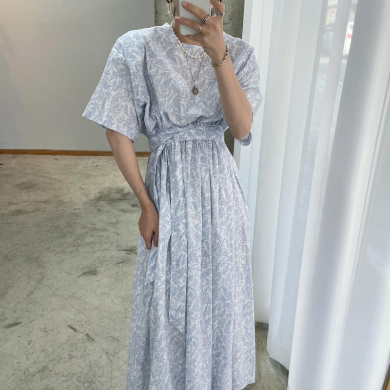 ロングワンピース 今季新作 花柄シャツワンピース 大人可愛いロング丈