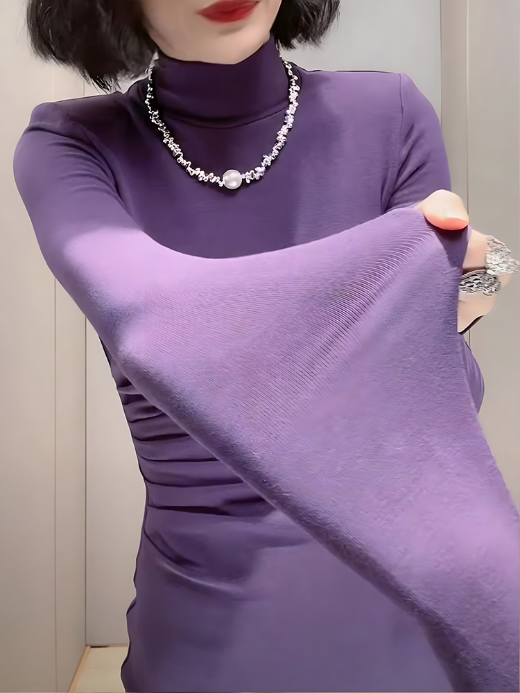 ロングワンピース ニット 上質感タートルネックニットワンピース