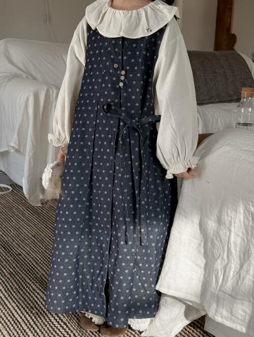 春夏新作 水玉柄ロングワンピース フォーマルドレス