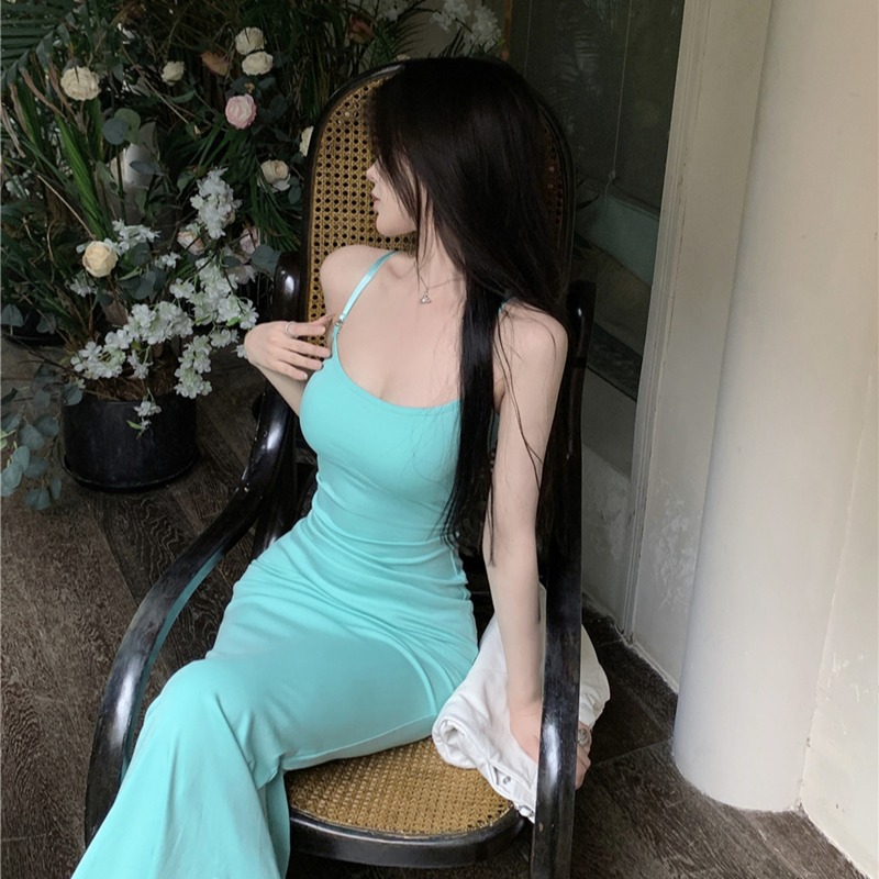 ロングワンピース キャミ 体型美人見せスリムフィットロングワンピース