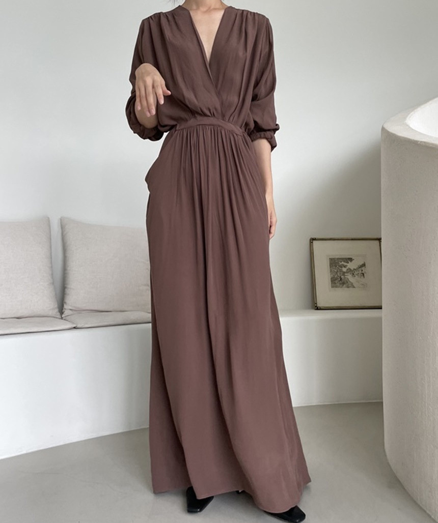 ロングワンピース 秋新作 マキシ丈ワンピース レディース 長袖 上品