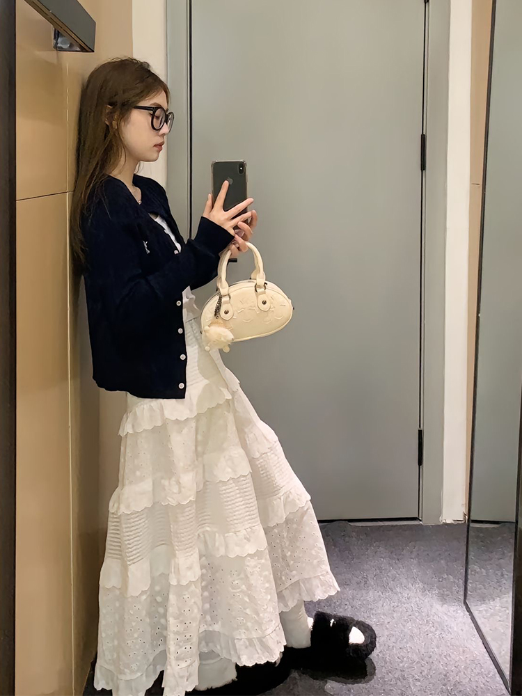 ロングワンピース レース 優美刺繍レイヤードロングワンピース