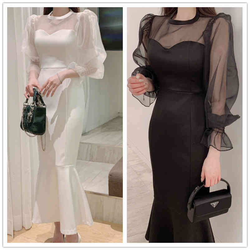 ロングワンピース 2025春夏新作 マキシ丈ワンピース シースルー袖 大人気 上品