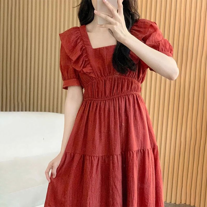 ロングワンピース シャツ パフスリーブティアードロングワンピース