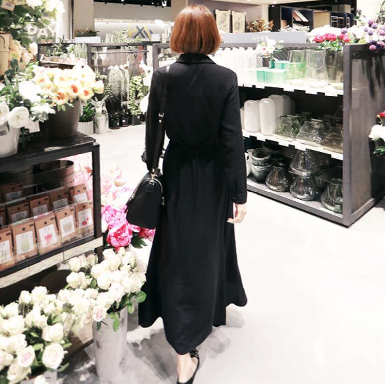 ロングワンピース専門店 シンプル優美シャツワンピース