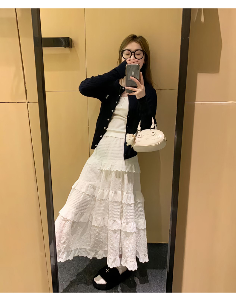 ロングワンピース レース 優美刺繍レイヤードロングワンピース