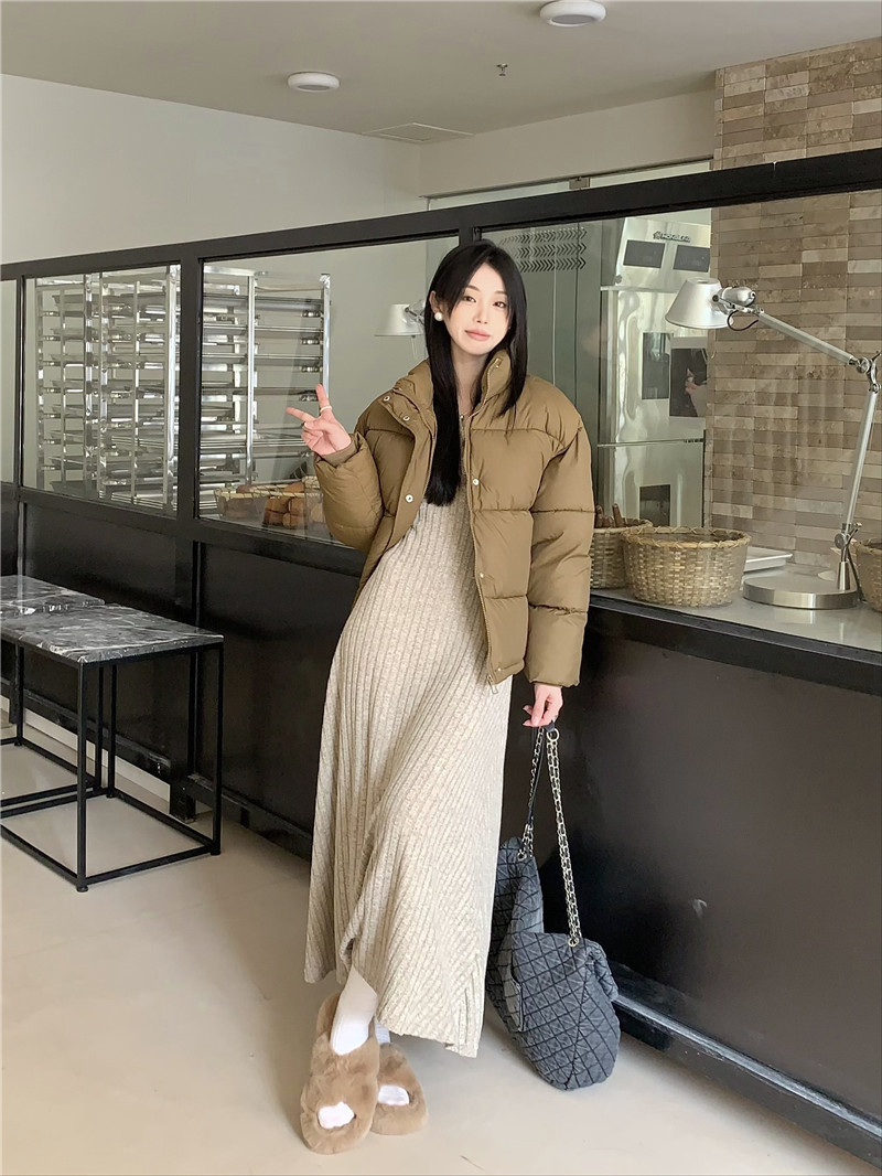 ロングワンピース リブ編みロマンチックワンピース