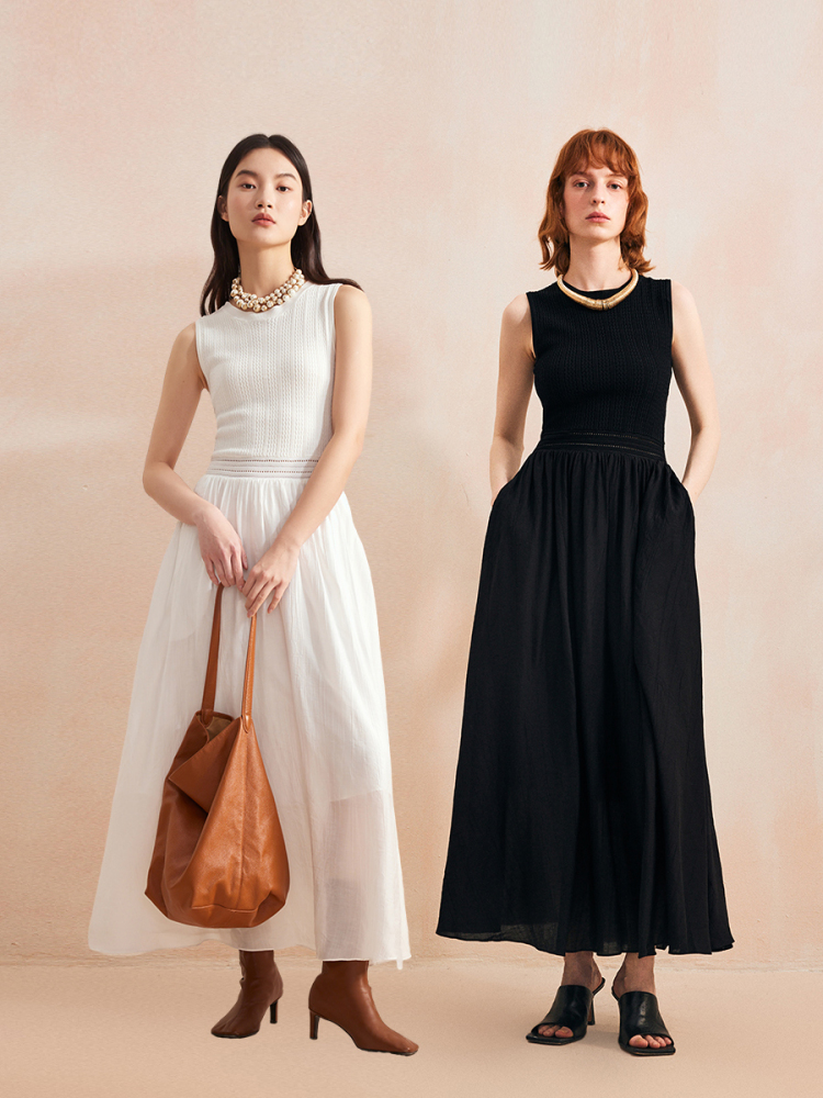 ロングワンピース ニット 上質リブニットロングワンピース