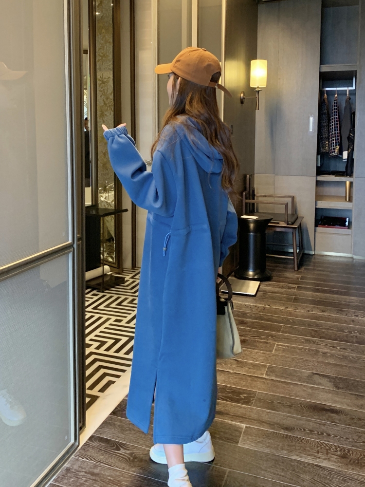 ロングワンピース スウェット ゆったりフードロングワンピース