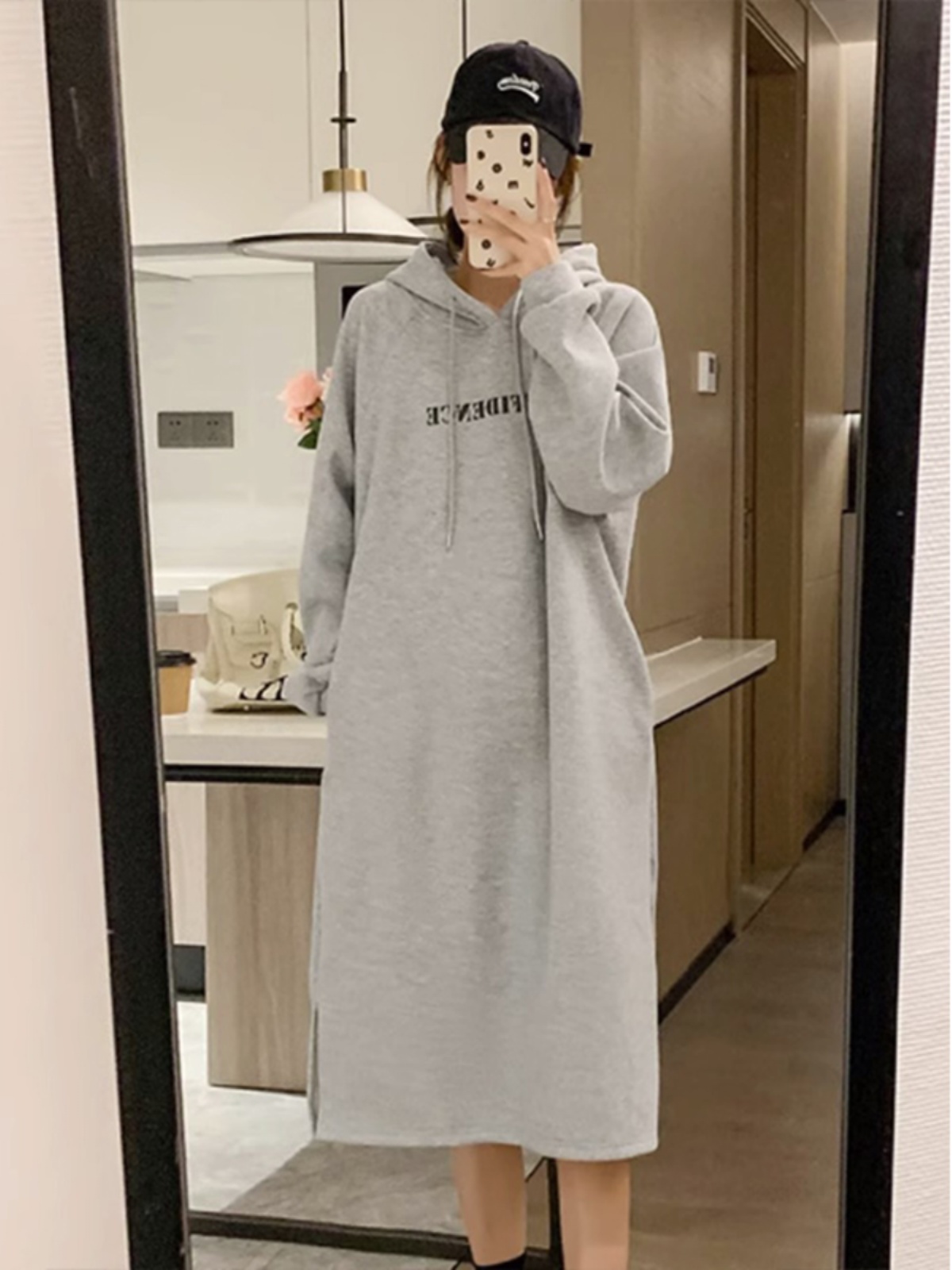 ロングワンピース スウェット ゆったりロングパーカーワンピース