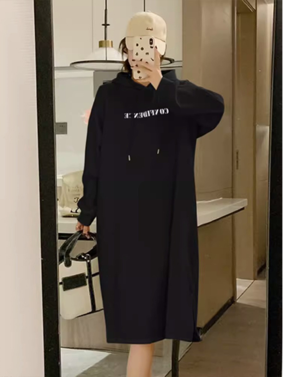 ロングワンピース スウェット ゆったりロングパーカーワンピース