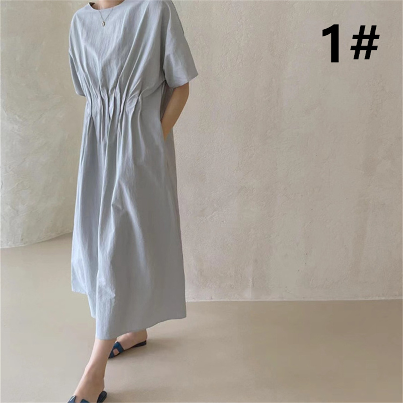 ロングワンピース 春夏新作 シャツワンピース 半袖 体型カバー 着回し上品