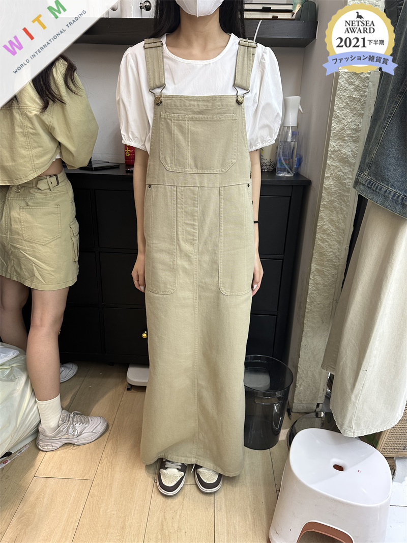 ロングワンピース マキシ丈サロペットワンピース ゆったり体型カバー大人カジュアル