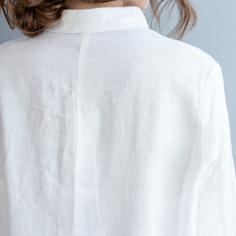 ロングワンピース 墨絵風プリント襟付きロングシャツワンピース