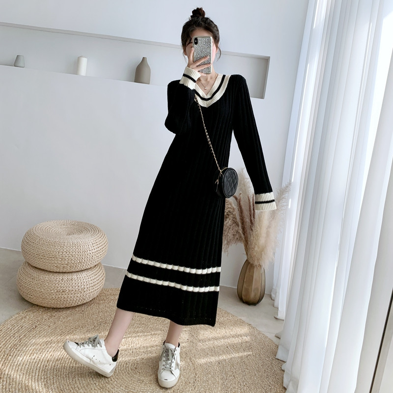 ロングワンピース ニット アカデミックライン ニットワンピース