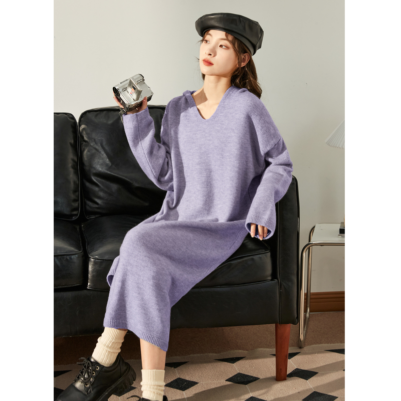 ロングワンピース ニット ゆったりシルエット ロングニットワンピース