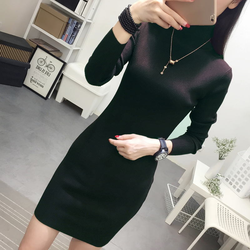 ロングワンピース やわらか美シルエット リブニットワンピース