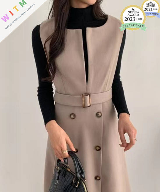 ロングワンピース 新作ノースリーブロング丈体型カバーワンピース