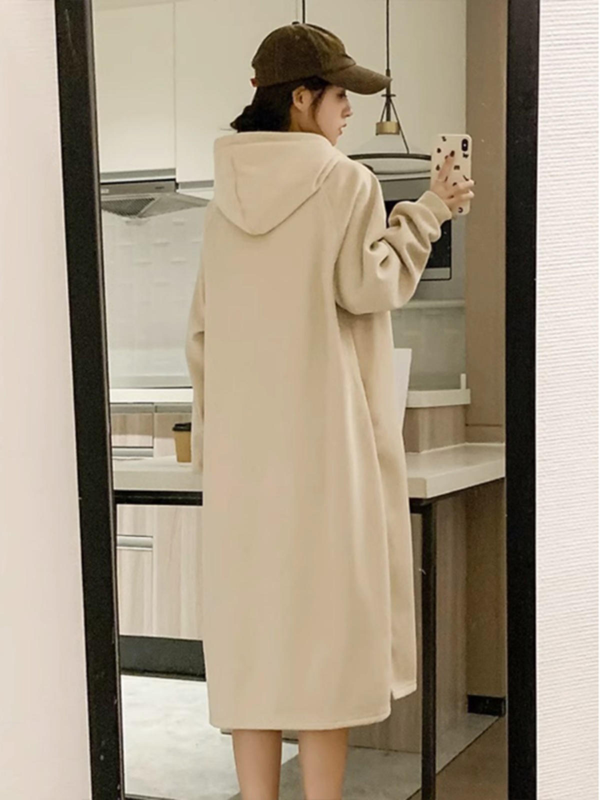 ロングワンピース スウェット ゆったりロングパーカーワンピース