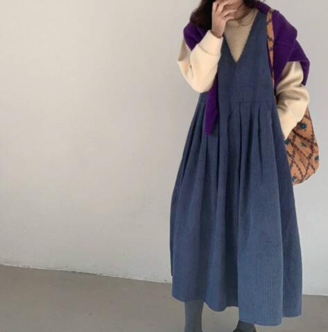 ロングワンピース レディース フレア ロング ワンピース コーデュロイ チュニック