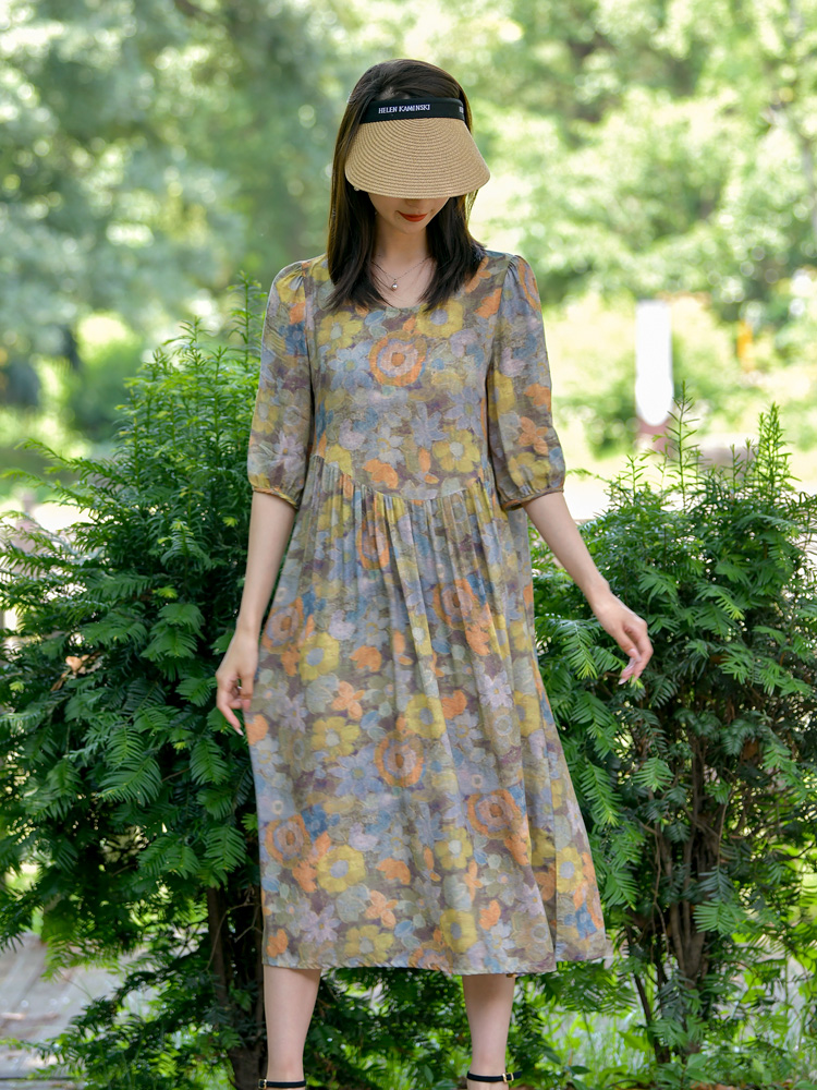 ロングワンピース レース 花園の詩 レース透かしワンピース