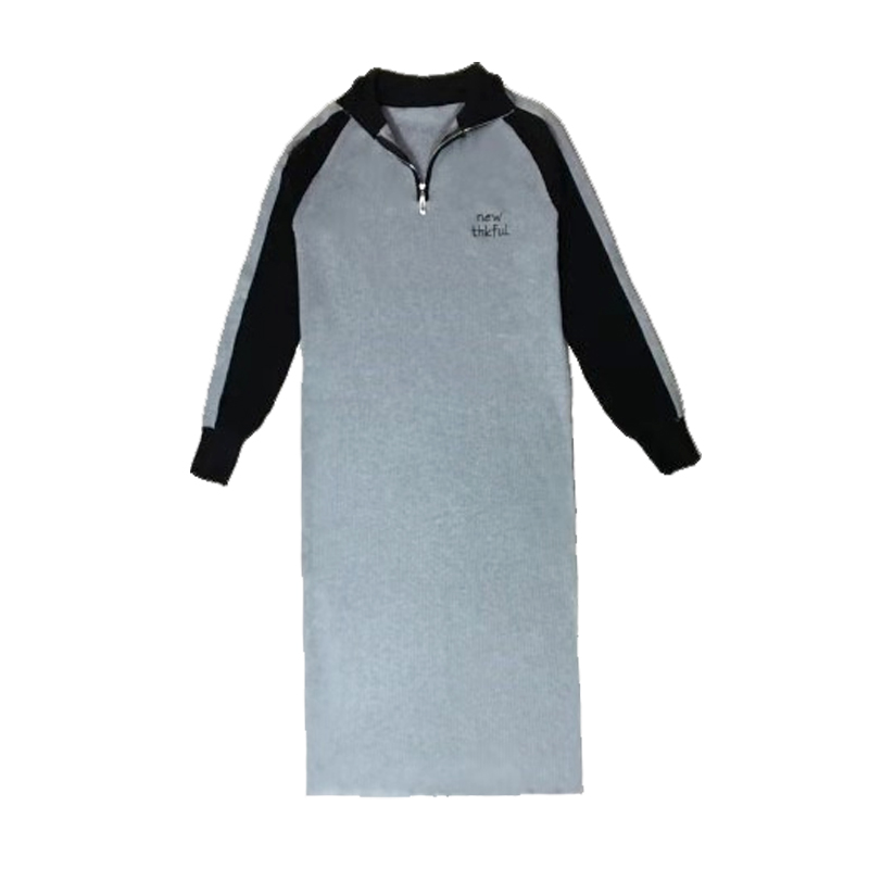 ロングワンピース タートルネック 配色切替タートルネックロングワンピース