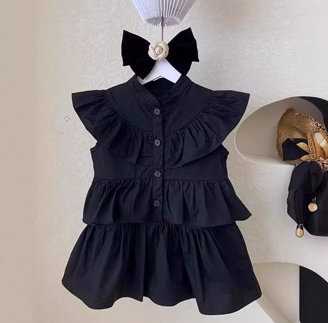 2024新作キッズ女児用フリルロングワンピース90-140