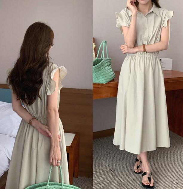 2025年春夏新作 フレア袖ロングワンピース