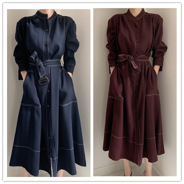 マキシ丈ロングワンピース 体型カバー ゆったり シャツワンピ