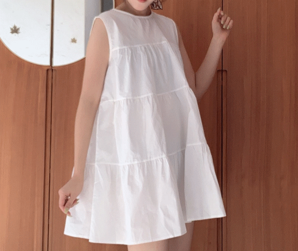 ロングワンピース 新作ノースリーブワンピース ティアードロング丈 着痩せ体型カバー