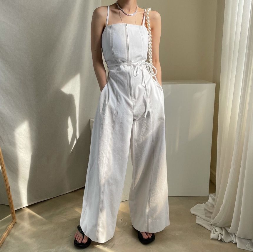 ロングワンピース 2025年夏新作 キャミ オールインワン ワイドパンツ 体型カバー 清楚