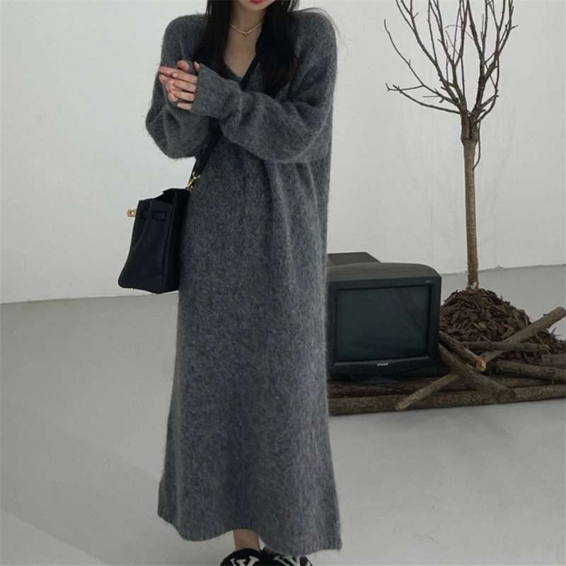 ロングワンピース ふんわり癒しの贅沢ニットワンピース