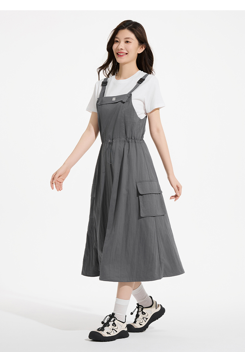 ロングワンピース スウェット ゆったりサロペットロングワンピース