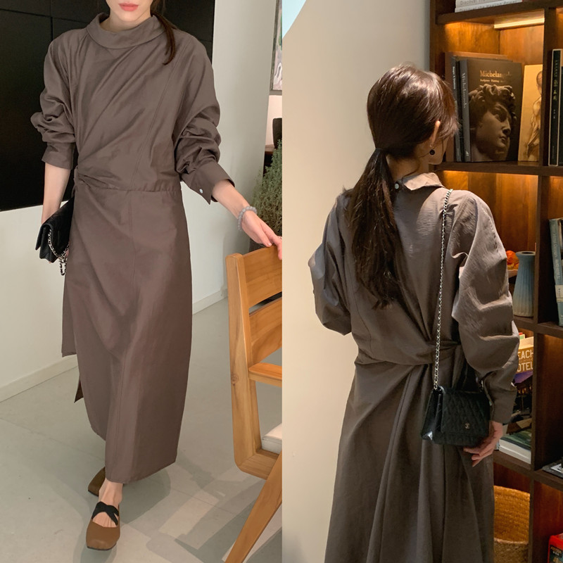 秋冬新作 上品フレアロングワンピース 大人カジュアル