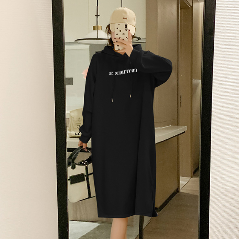 ロングワンピース スウェット ゆったりロングパーカーワンピース