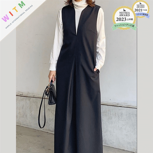 ロングワンピース 秋新作ノースリーブサロペット連体服ワイドパンツ