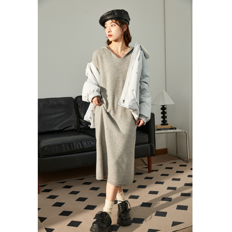 ロングワンピース ニット ゆったりシルエット ロングニットワンピース