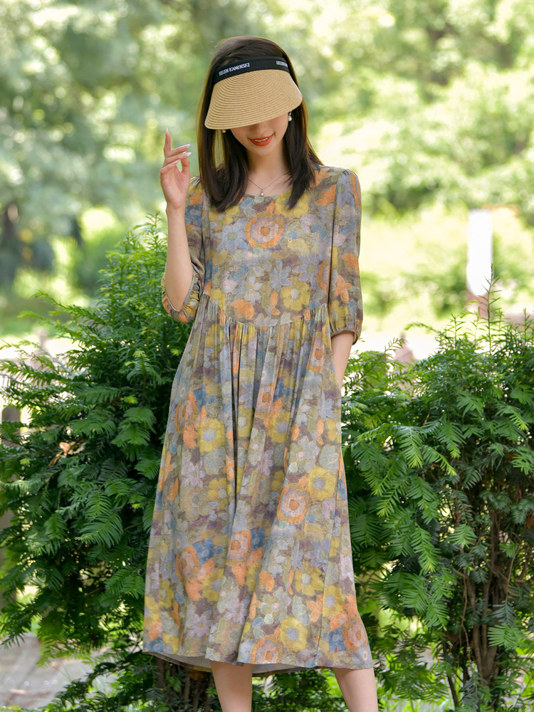 ロングワンピース レース 花園の詩 レース透かしワンピース