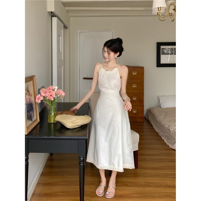 ロングワンピース 優美なカットデザイン バックリボンワンピース