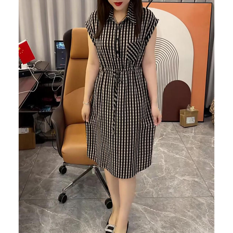 ロングワンピース シャツ 縦縞柄袖なしシャツワンピース