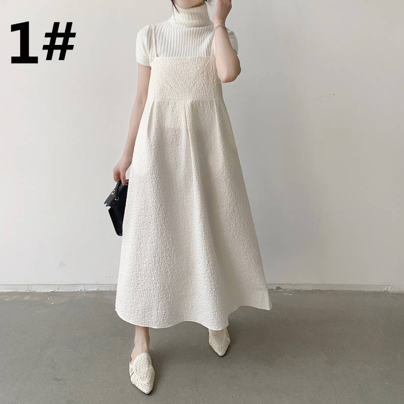 韓国風キャミソール重ね着風ロングワンピース体型カバー大人可愛い