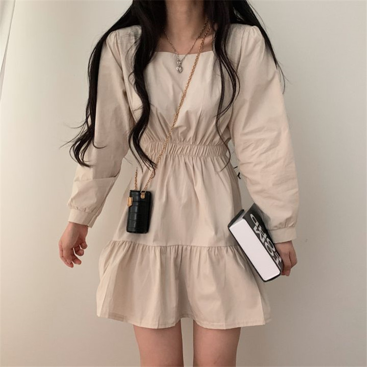 ロングワンピース 秋色フレア袖ワンピース上品カジュアルスタイル